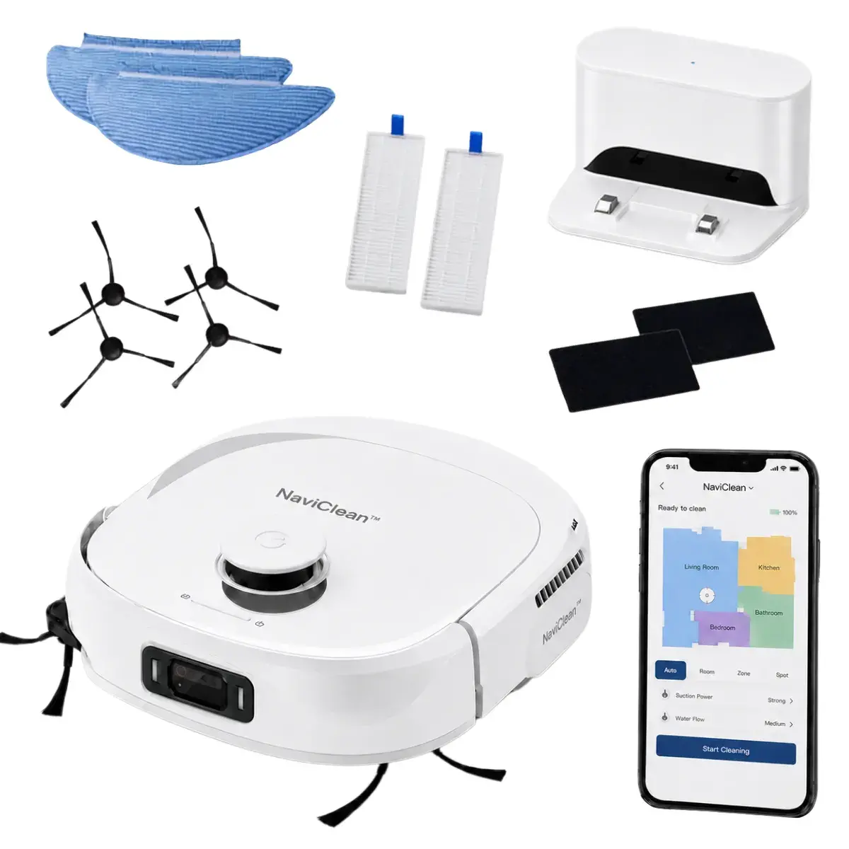 NaviClean robot aspirapolvere e lavapavimenti 4 in 1 con LiDAR