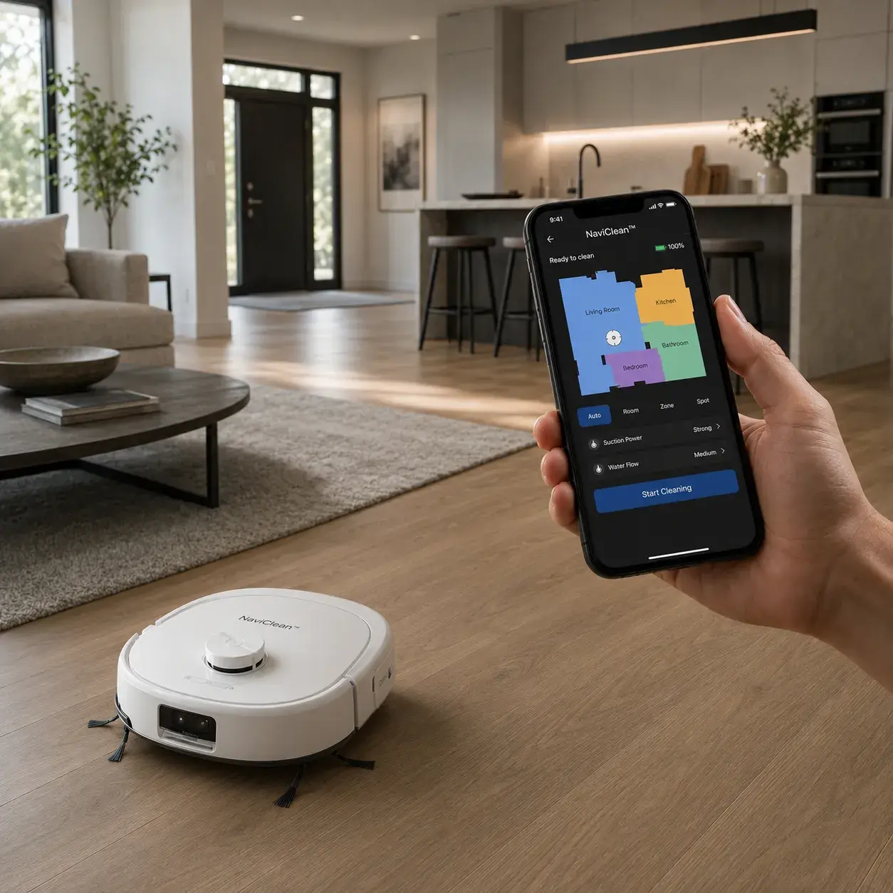 Controllo di NaviClean dall'app dello smartphone